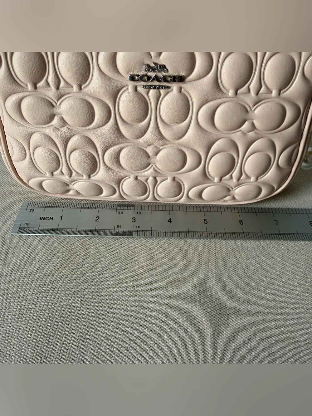 NWT Coach Nolita 19 In Signature Leather Small Bag Silver/Blush pink CZ456